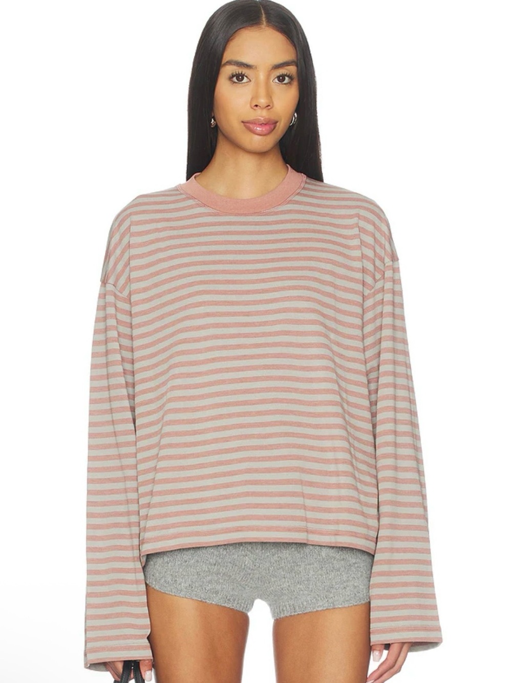 LIONESS Bloom Long Sleeve Top in Muted Pastels Stripe